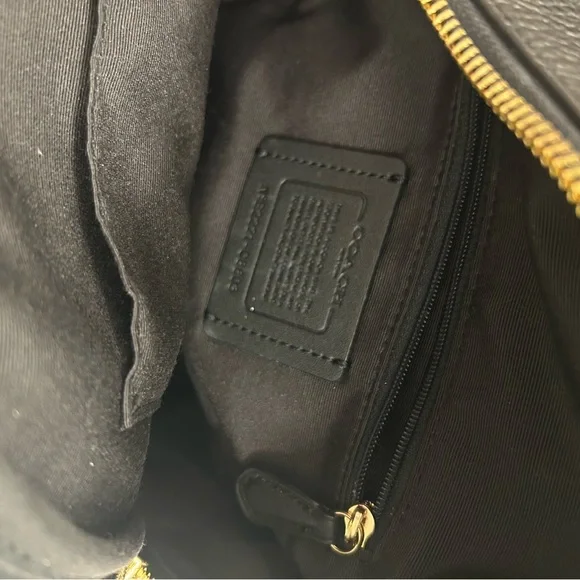 Coach Black Pebbled Leather Mini Backpack with Gold Zippers - Picture 5 of 10